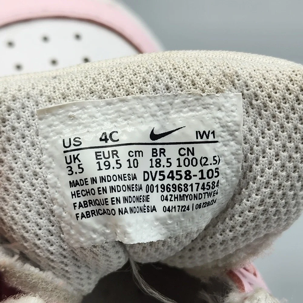 Toddler Baby Size 4 C NIKE Court Borough Low Recraft (TD) White Pink DV5458-105